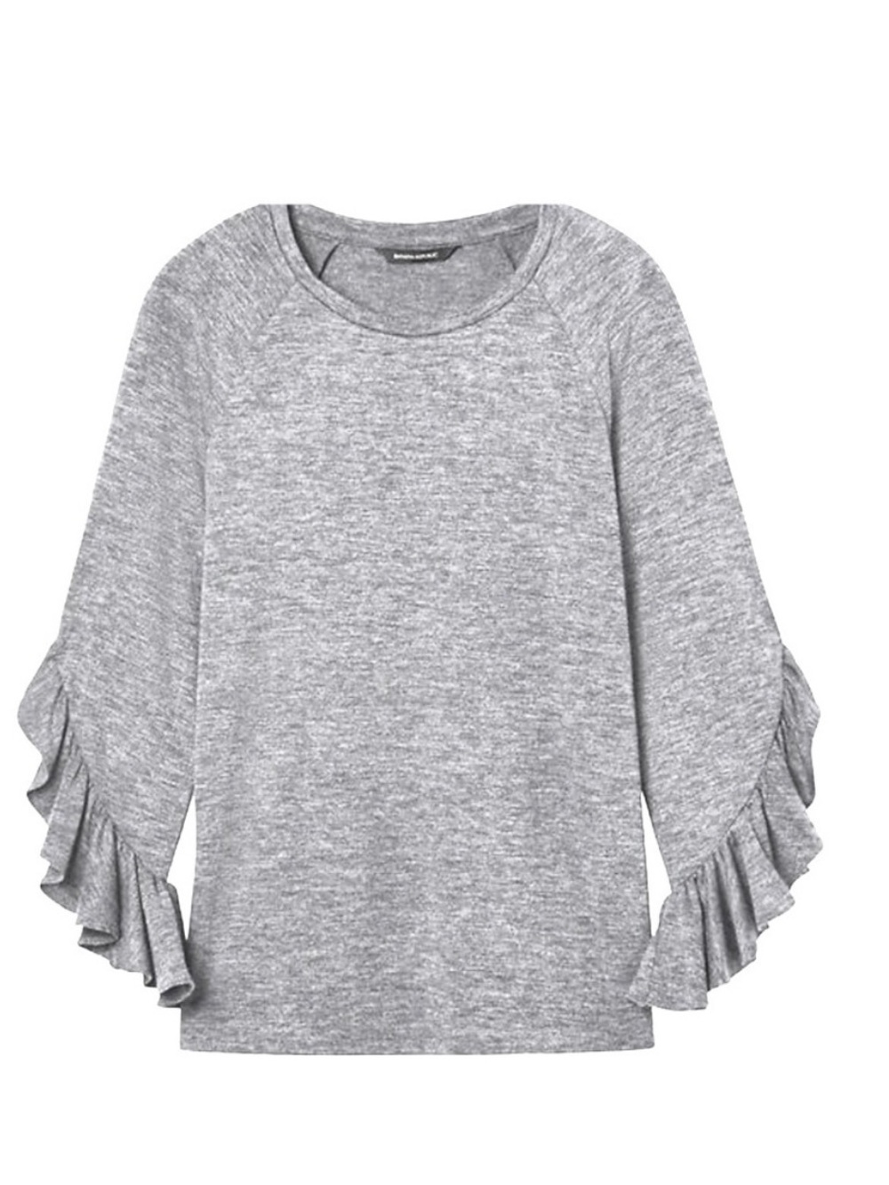 Banana Republic Luxespun Ruffle Sleeve Sweatshirt Gray Small Cozy Winter Preppy